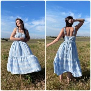 New! LoveShackFancy Anne Stripe Midi Dress 🩵 Medium NWT!